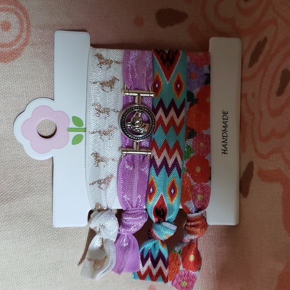 Snaffle Bit Hair Ties Bridle Bit Gold Horses Flowers Floral Purple Cowgirl Boho - Picture 5 of 7